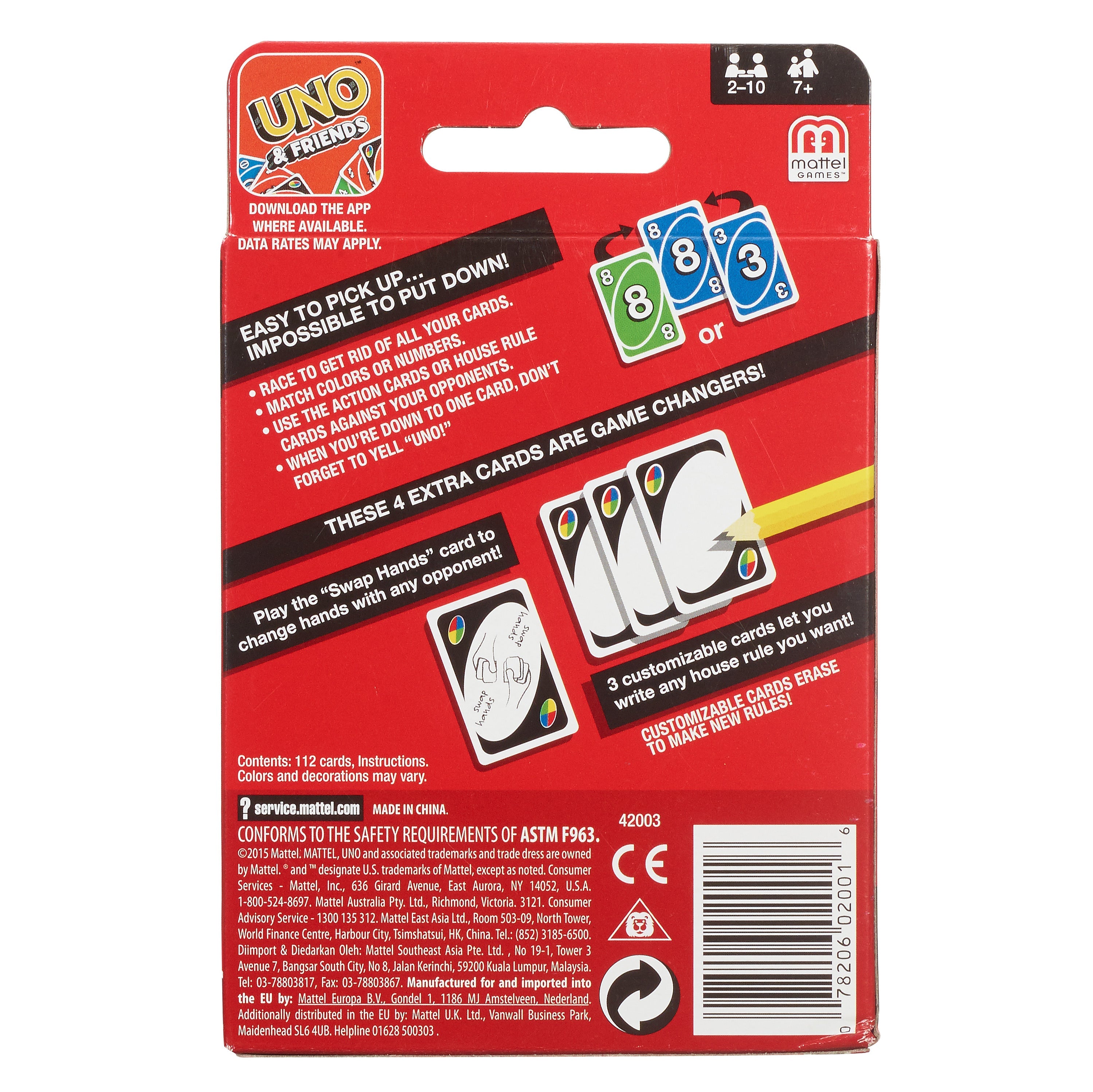 UNO Card Game For Kid, Adult & Family Night & Parties, Color Blind Accessible & Customizable Cards