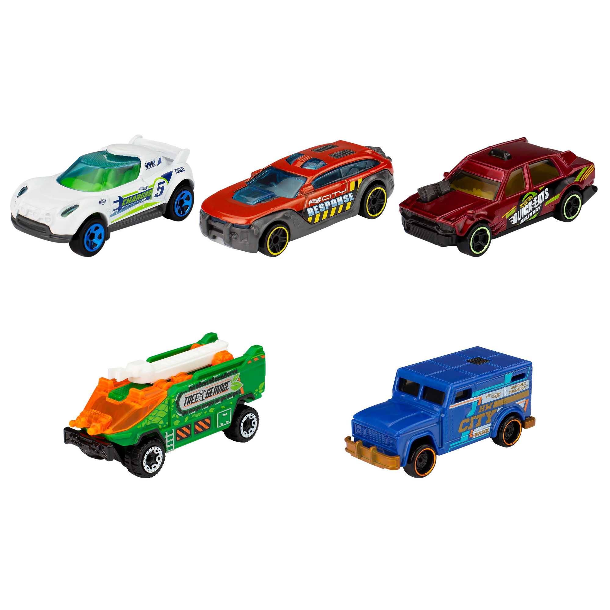 Hot Wheels Die Cast Basics Vehículo de Juguete Paquete de 5 Autos