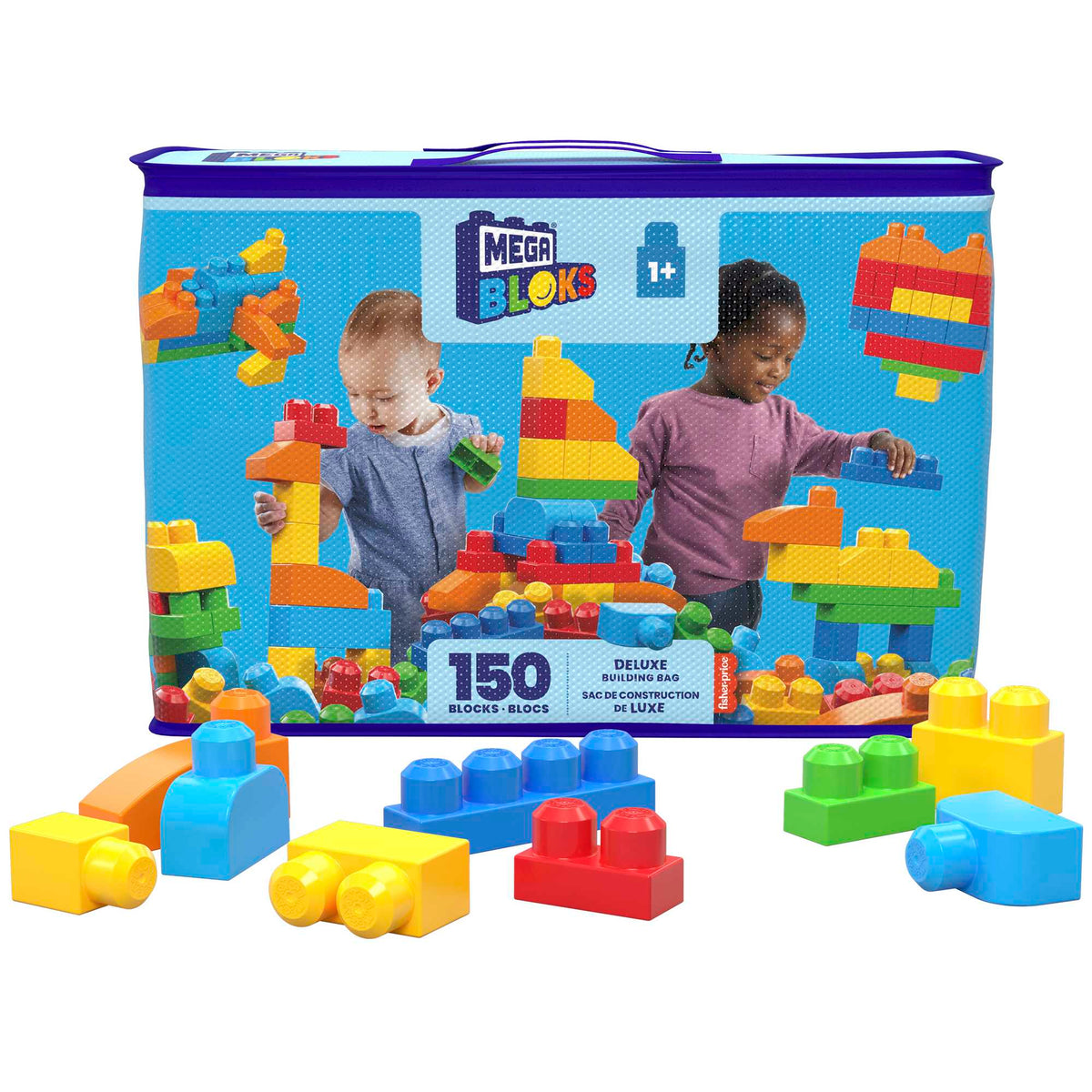 MEGA BLOKS First Builders Deluxe Building Bag Toy Blocks With Storage Bag (150 Pieces) For Toddler