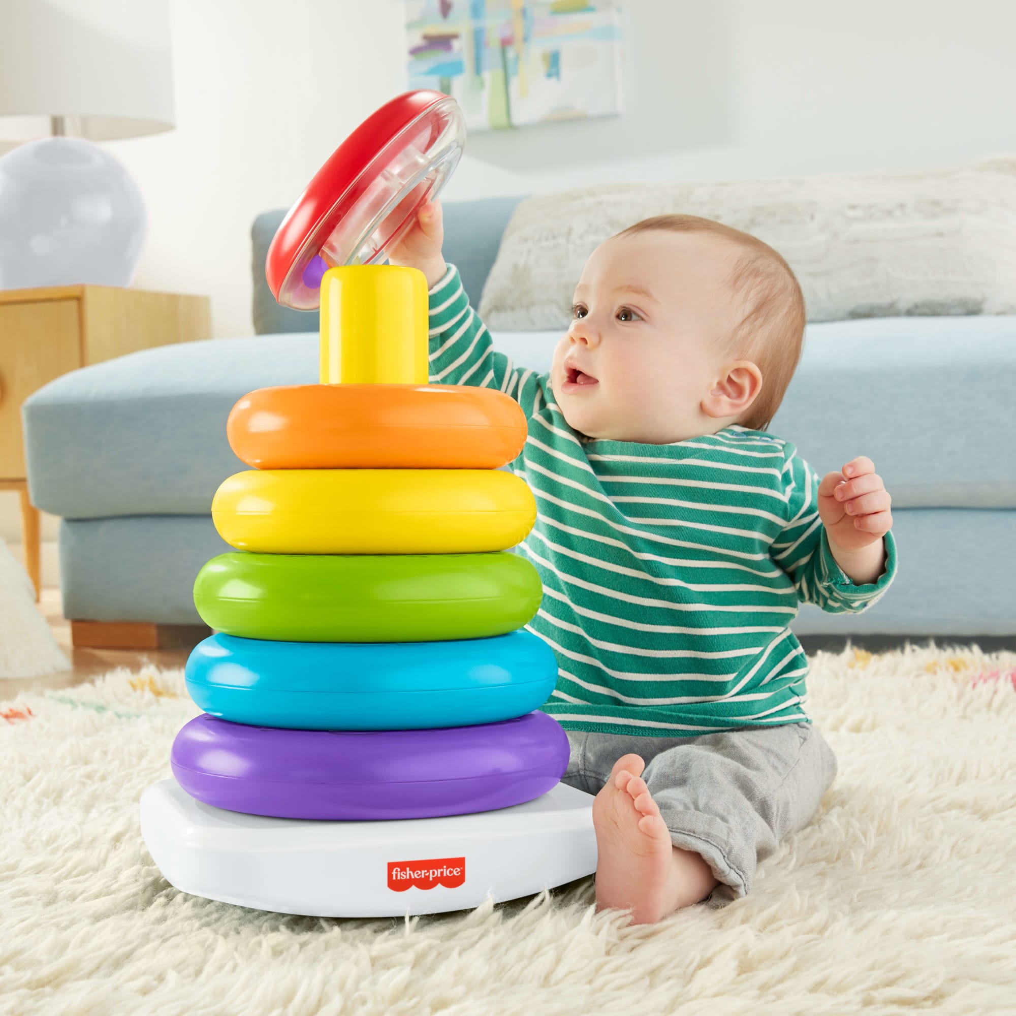 Fisher-Price Giant Rock-A-Stack Baby Toy, Ring Stacking Toy For Infants And Toddlers, 14+ Inches Tall