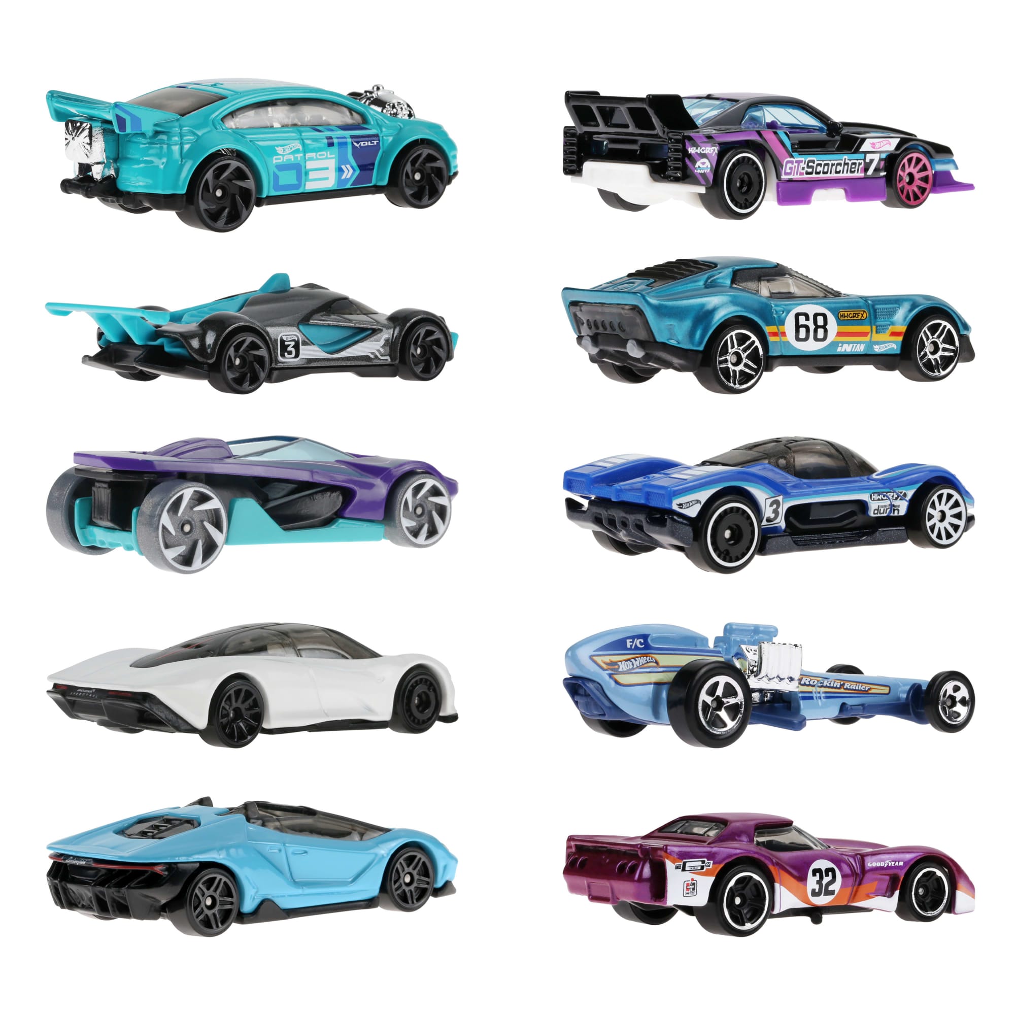 Hot Wheels-Coffret de 10 Voitures de Course
