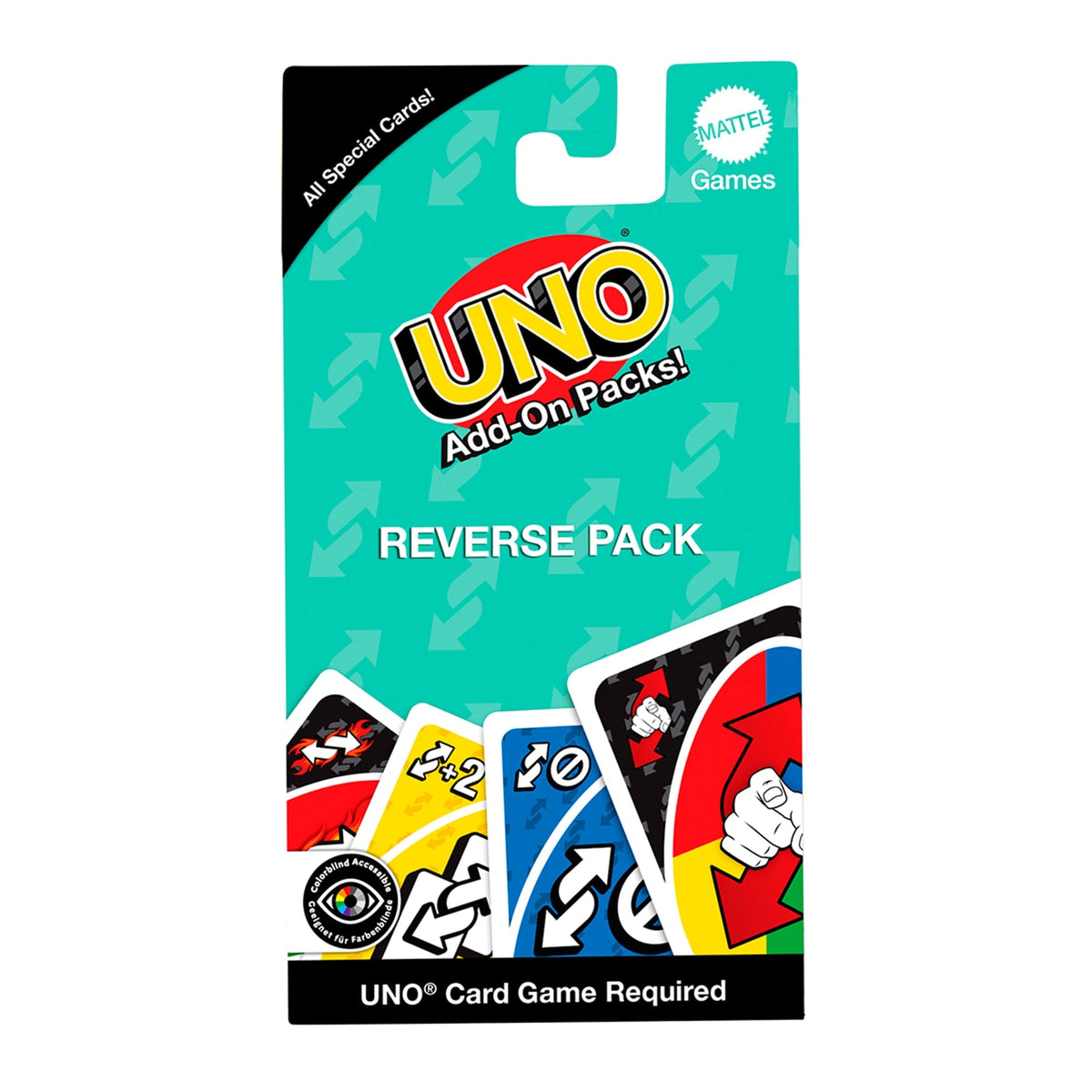 UNO Add-On-Packs Reverse Pack Card Game For Kids, Family & Game Nights, Travel, Camping & Parties