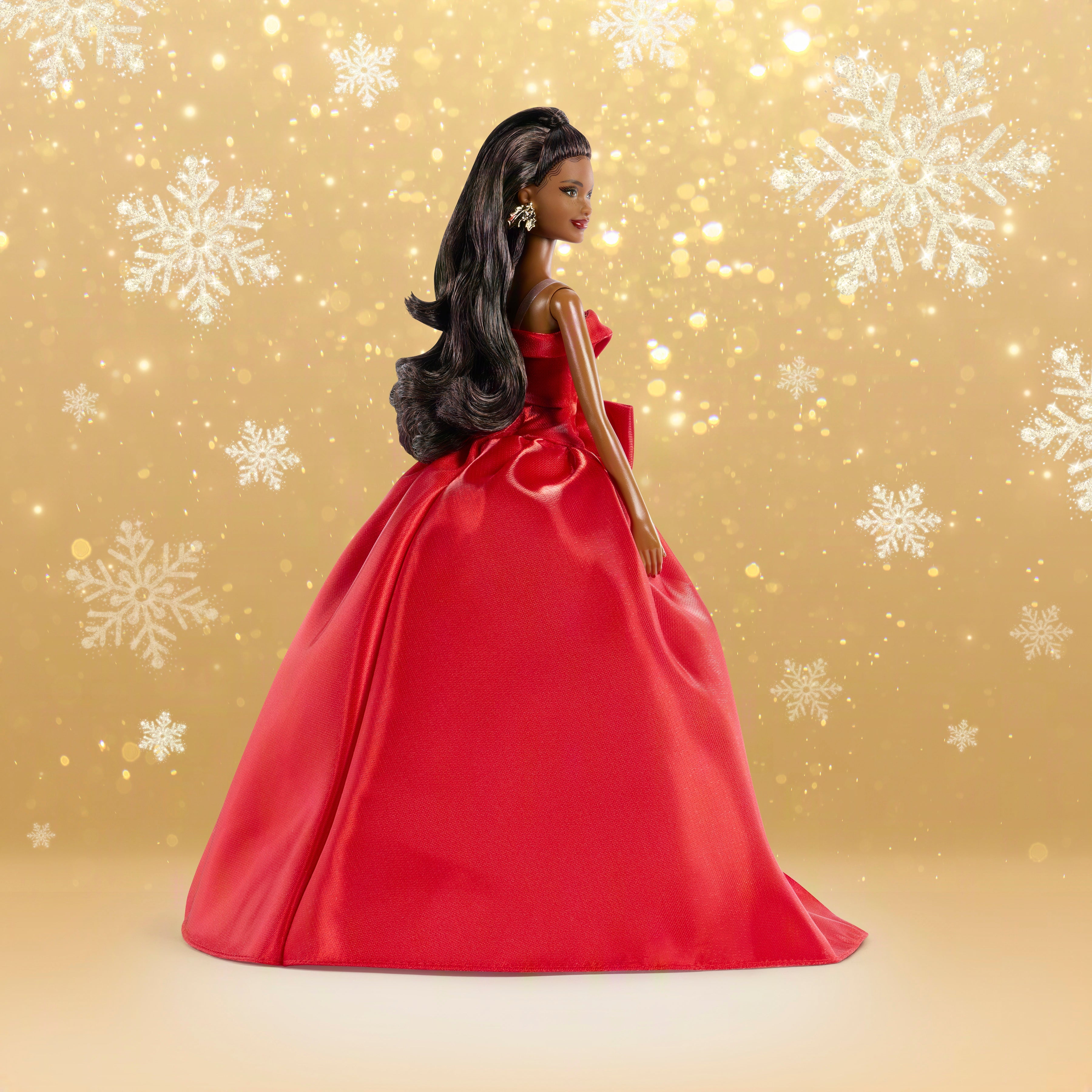 Barbie Signature 2026 Holiday Barbie Fashion Doll, Seasonal Collector, Black Hair With Red Gown With Bow Detail