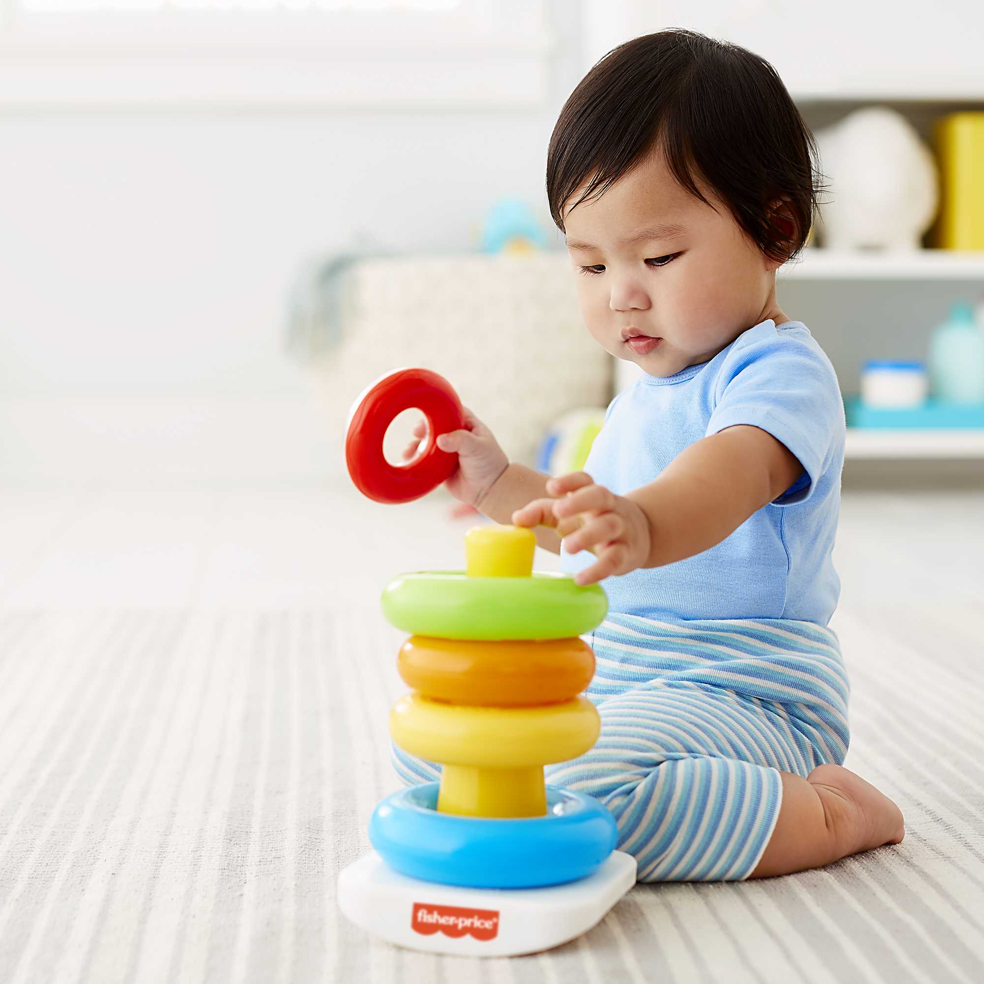 Fisher-Price Rock-A-Stack Ring Stacking Toy With Roly-Poly Base For Infants