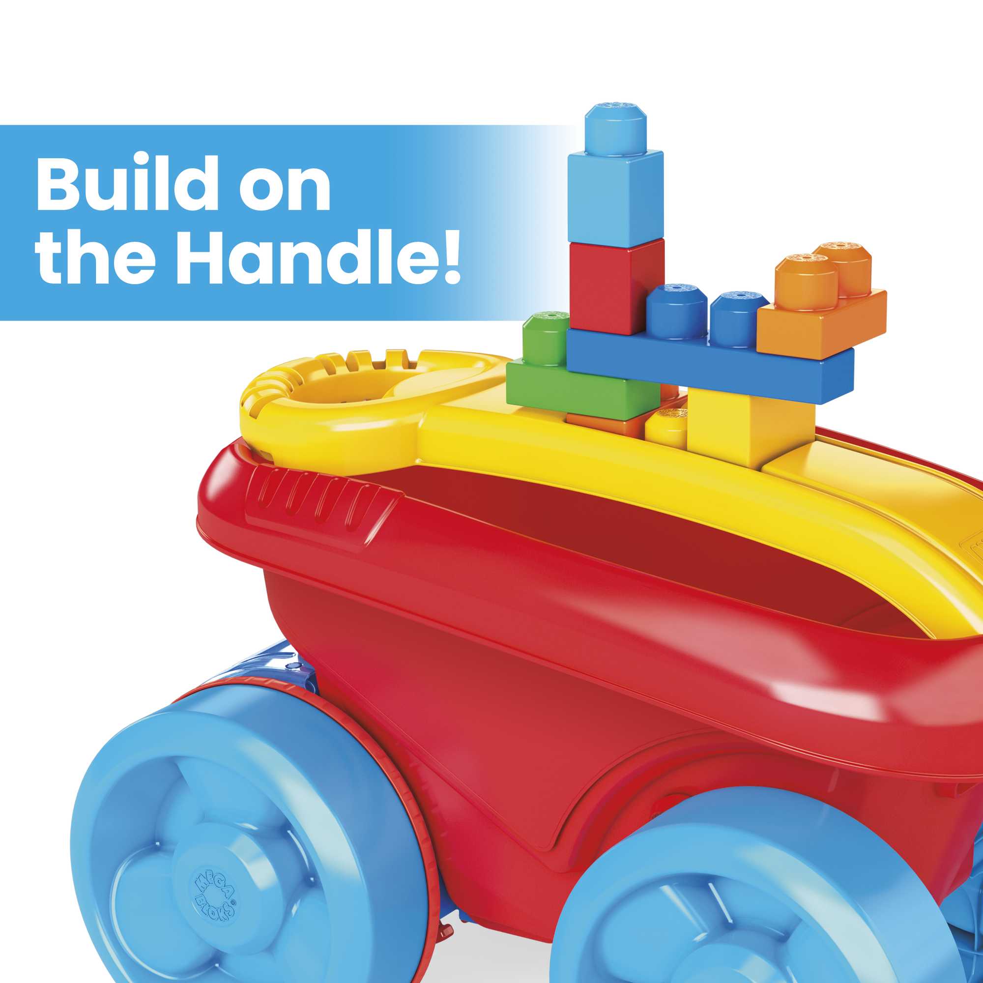 MEGA BLOKS Fisher Price Blue Block Scooping Wagon Building Toy (21 Pieces) For Toddler