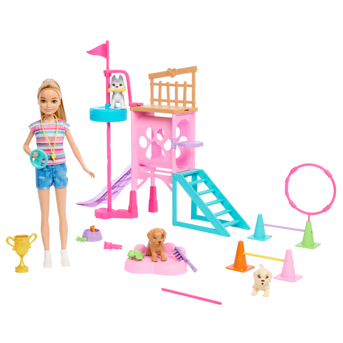 Barbie And Stacie To The Rescue Puppy Playground Playset With Doll, 3 Pet Dog Figures & Accessories