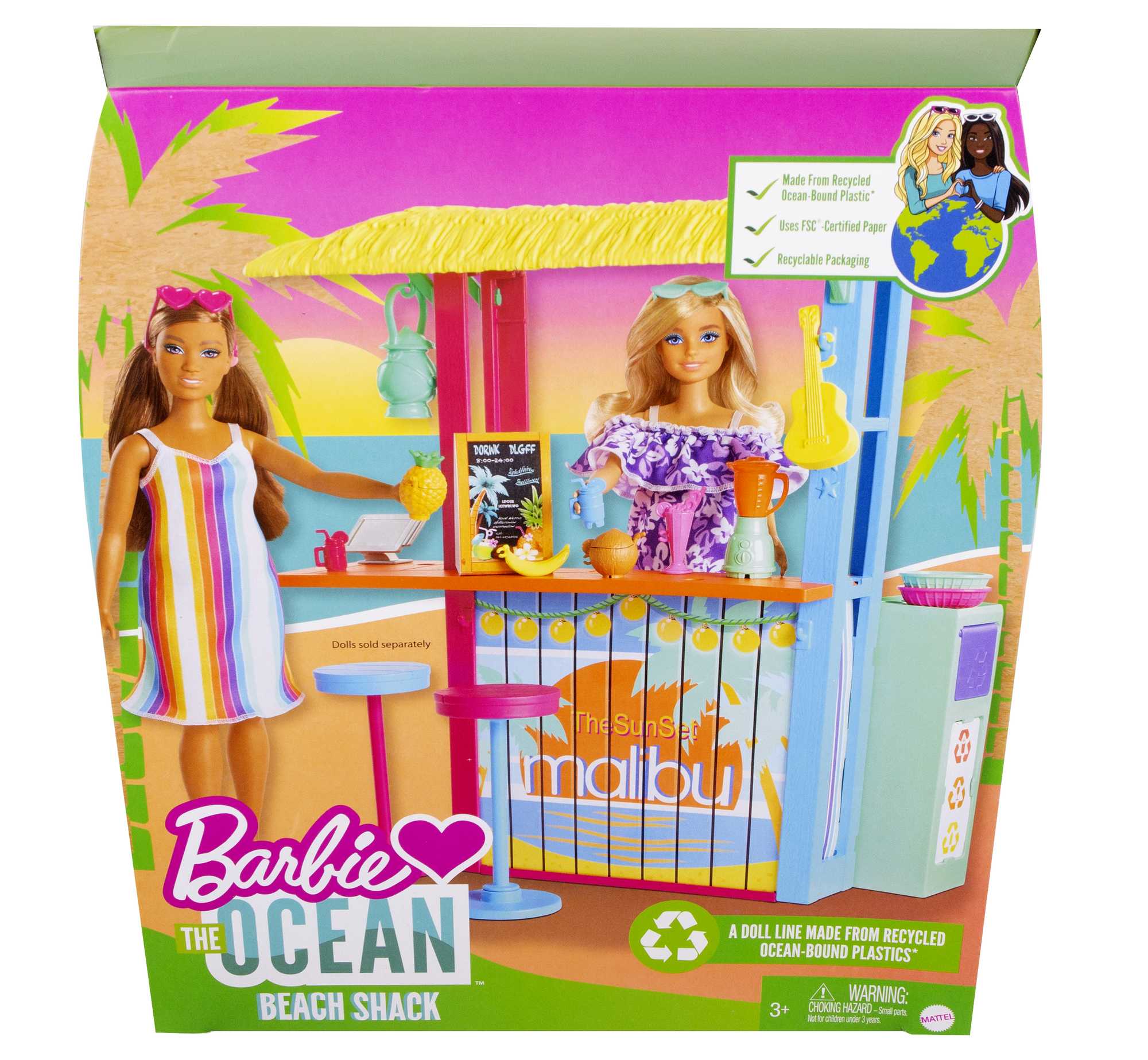 Barbie Loves The Ocean Beach Shack Playset, Made From Recycled Plastics