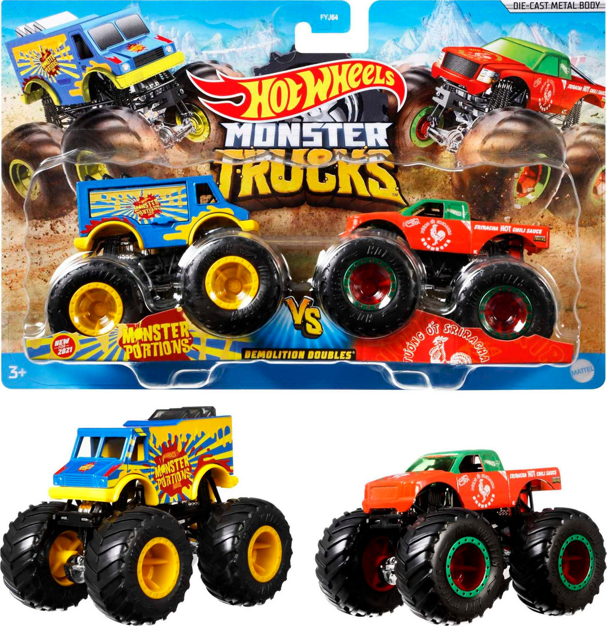 Hot Wheels Monster Trucks Demolition Doubles, 2-Pack Of 1:64 Scale Toy Trucks