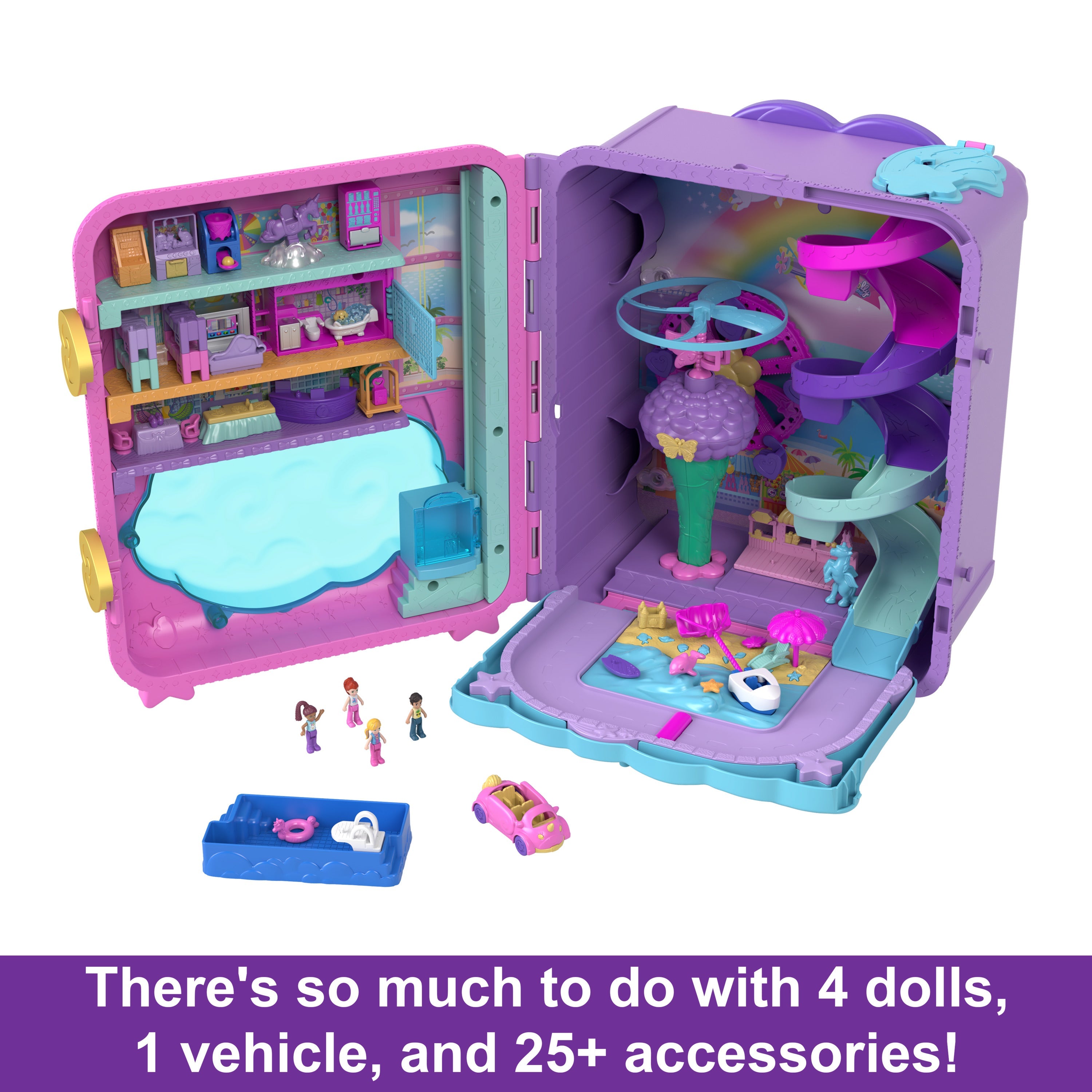Polly Pocket Dolls Pollyville Resort Roll Away Playset