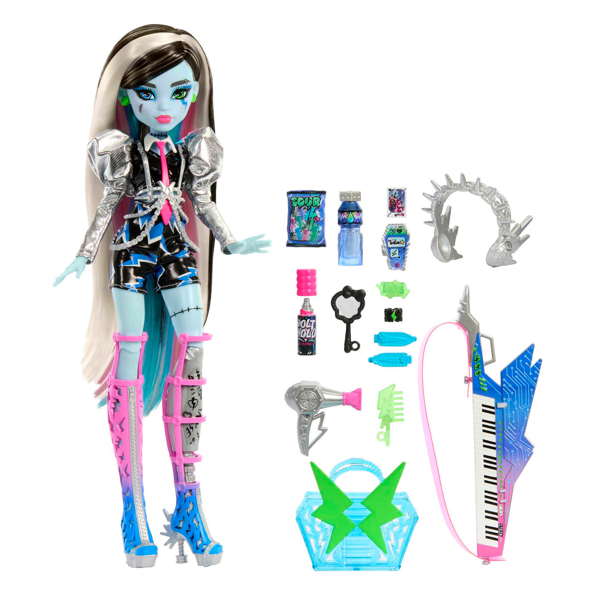 Monster High Doll, Amped Up Frankie Stein Rockstar With Instrument And Accessories