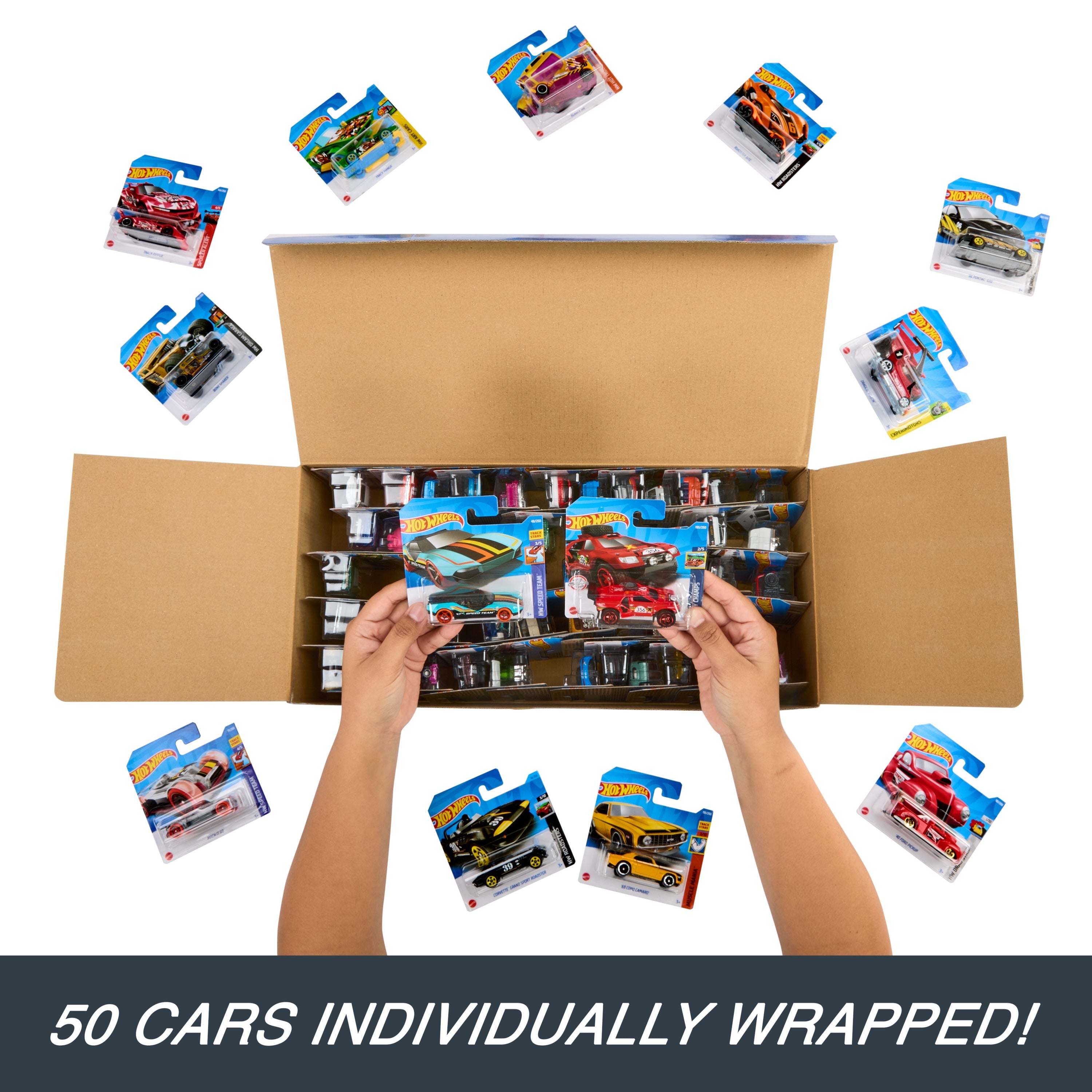 Hot Wheels 1:64 Scale Toy Cars & Trucks, 50-Pack