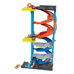 Hot Wheels City Pista de Juguete Torre de Carreras con Doble Altura