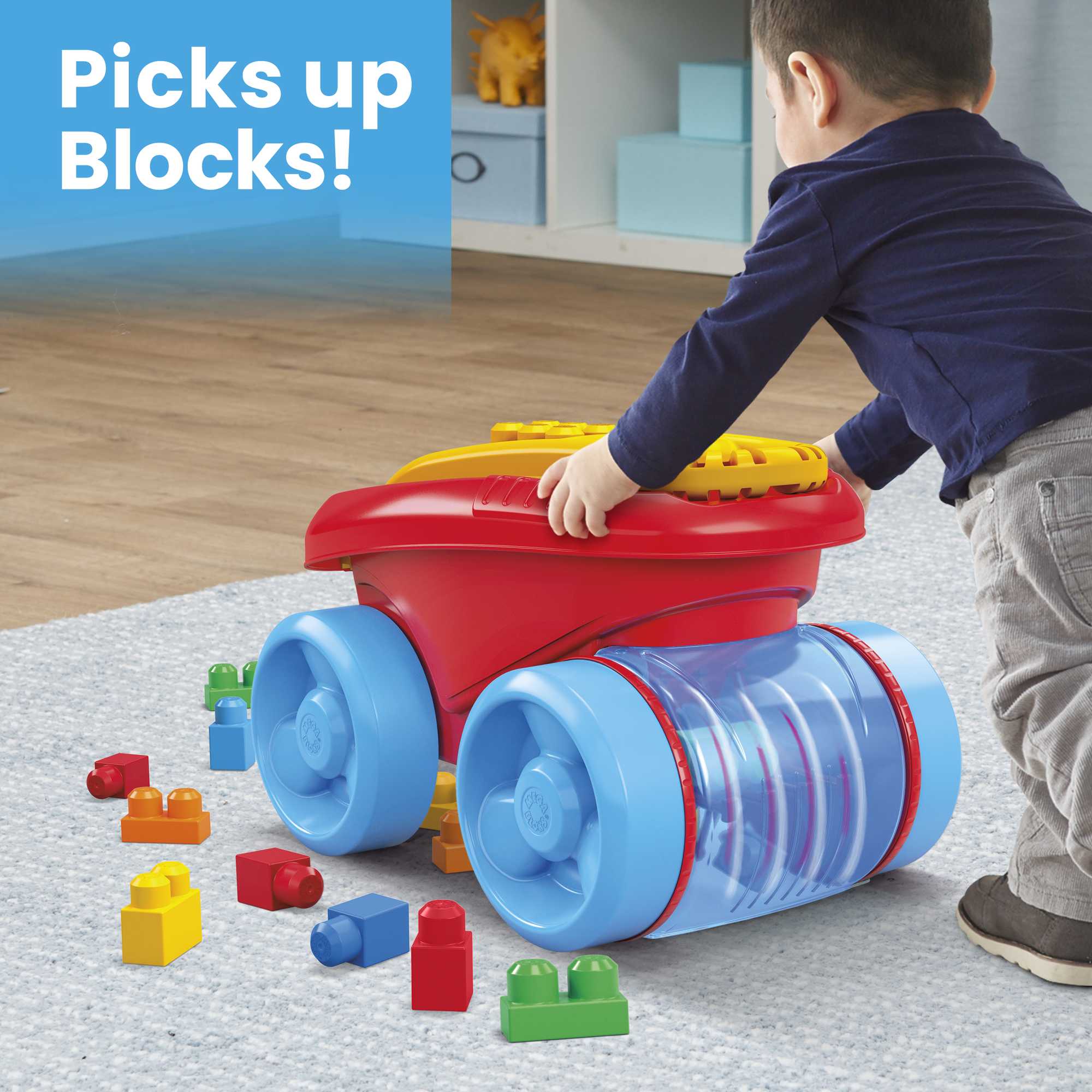 MEGA BLOKS Fisher Price Blue Block Scooping Wagon Building Toy (21 Pieces) For Toddler