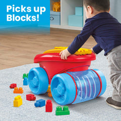 MEGA BLOKS Fisher Price Blue Block Scooping Wagon Building Toy (21 Pieces) For Toddler