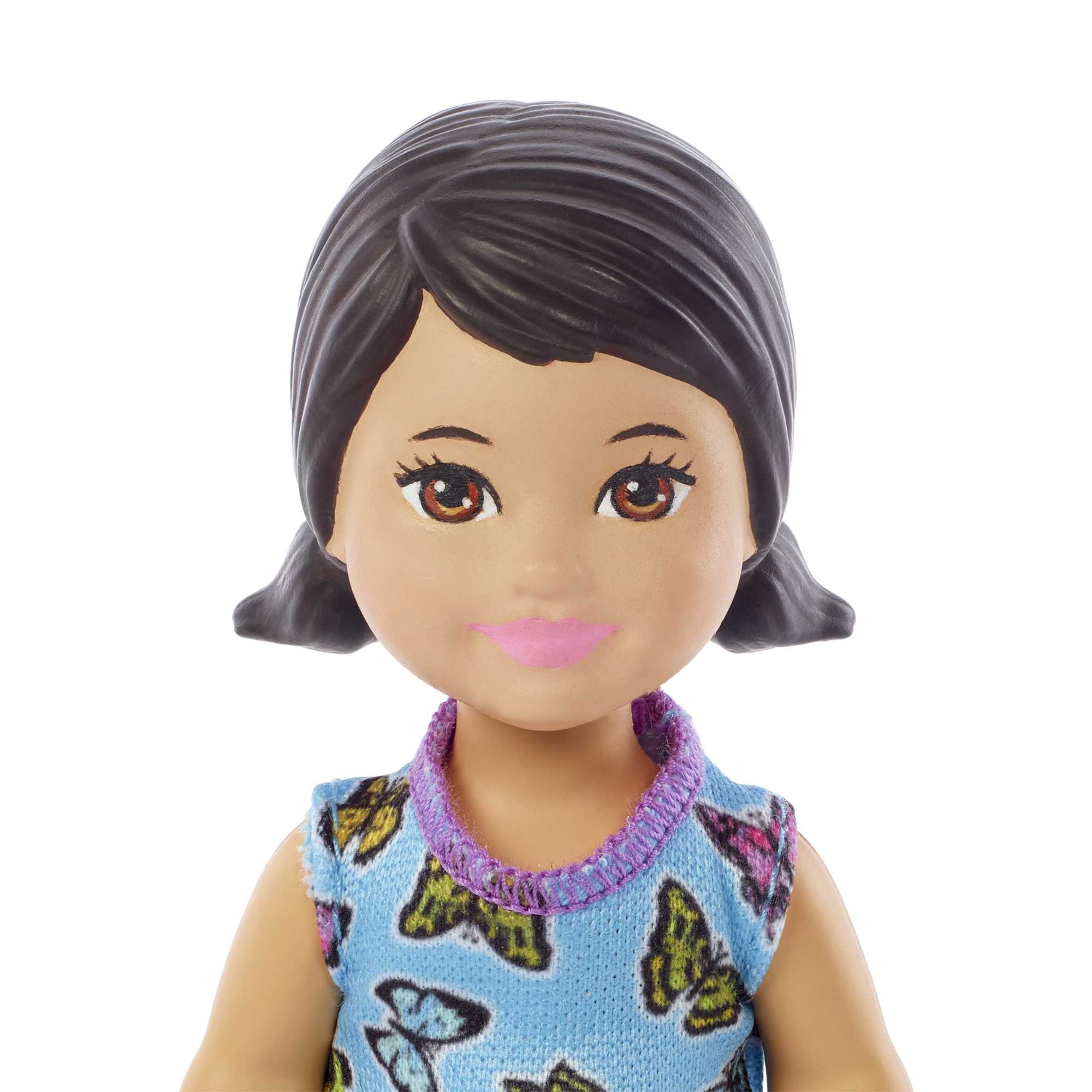 Barbie Small Doll And Accessories, Babysitters Inc. Set With Toilet And 5 Pieces