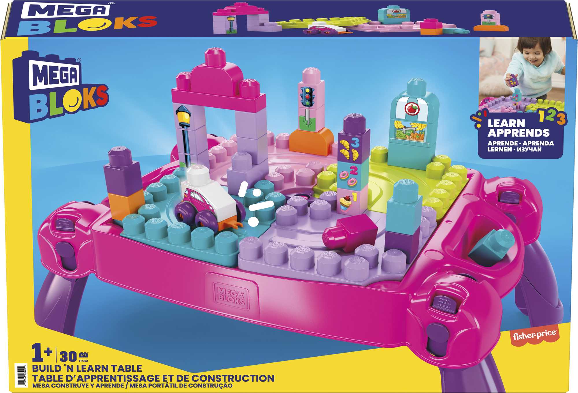 MEGA Bloks First Builders Build ‘n Learn Table Block Toy With Storage (30 Pieces) For Toddler