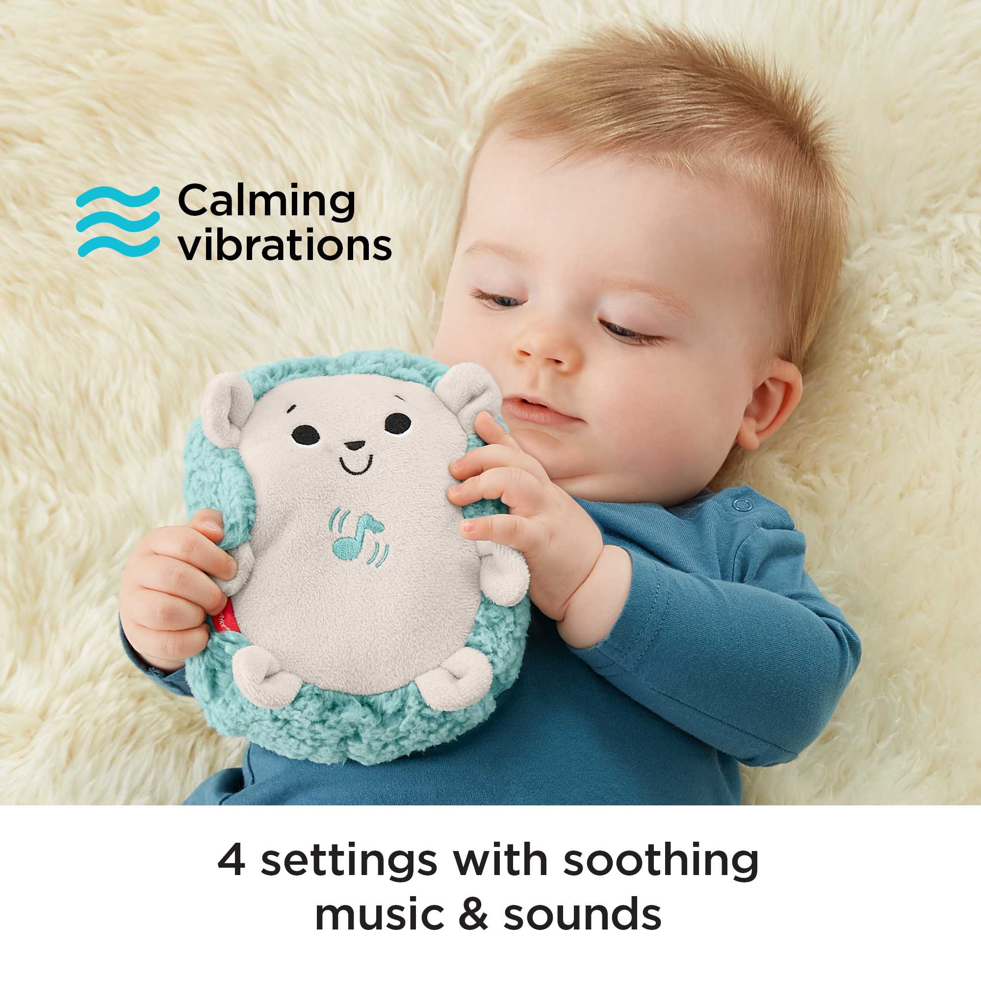 Fisher-Price Calming Vibes Hedgehog Soother, Portable Infant Plush Pal