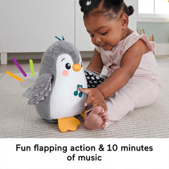 Fisher-Price Plush Tummy Time Toy, Flap & Wobble Penguin, Newborn Musical Toy