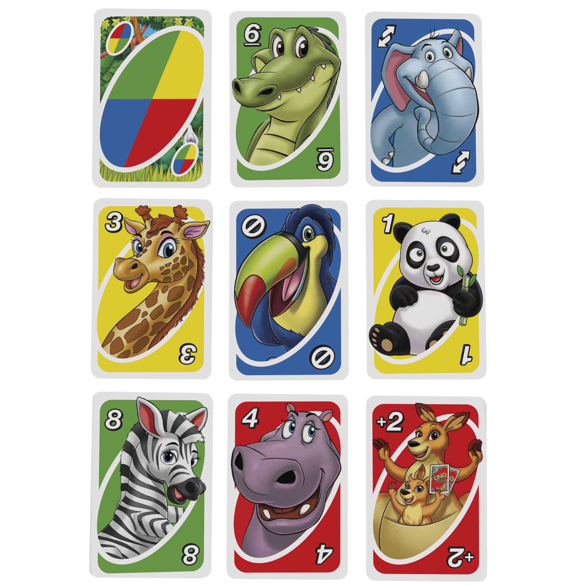 UNO Junior Card Game For Kids With Simple Rules & Animal Matching For 2-4 Players