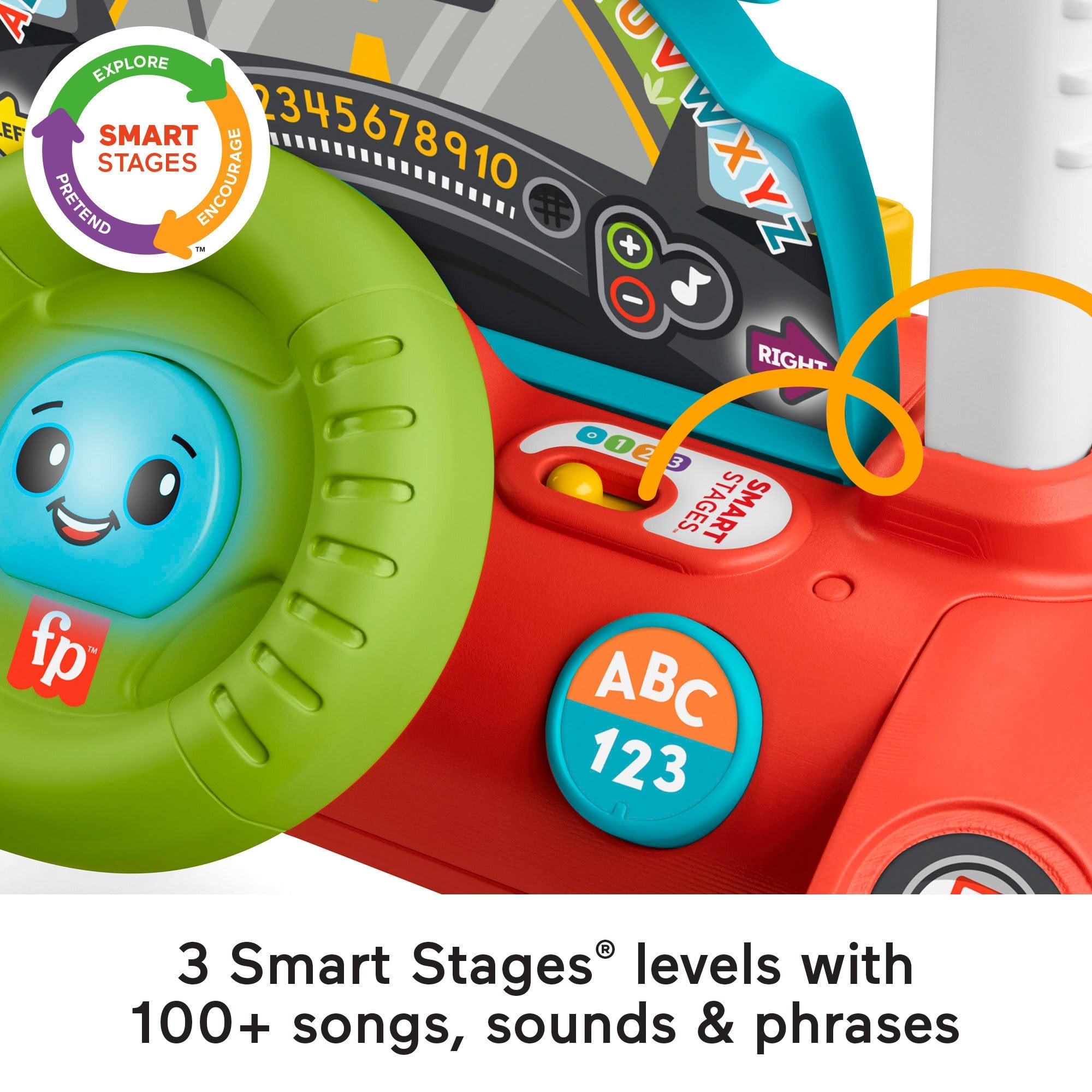 Fisher-Price 2-Sided Steady Speed Walker, Car-themed Baby Learning Toy