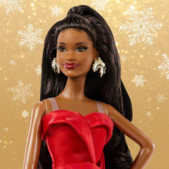 Barbie Signature 2026 Holiday Barbie Fashion Doll, Seasonal Collector, Black Hair With Red Gown With Bow Detail
