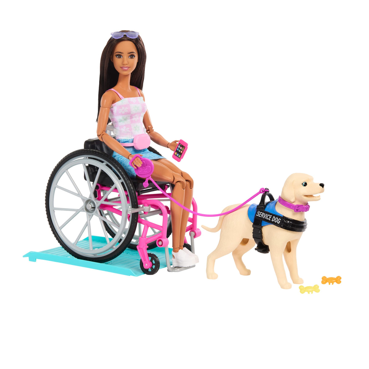 Coffret de Poupée Barbie et Chien D’Assistance Avec Poupée Aux Cheveux Bruns