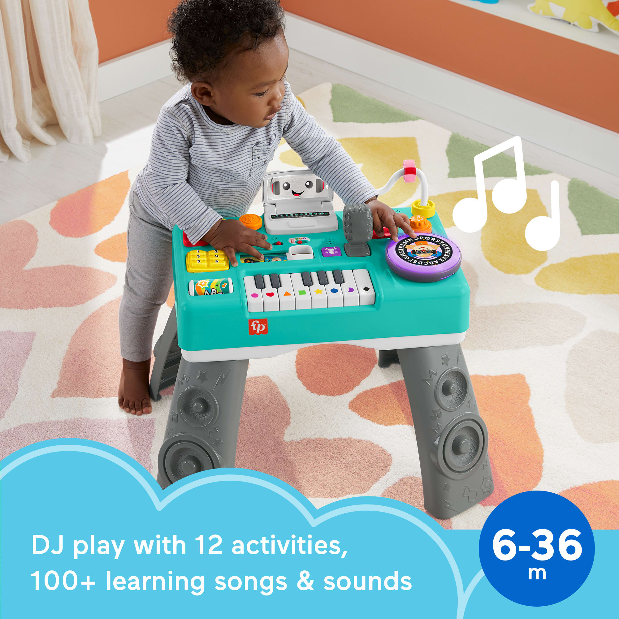Fisher-Price Laugh & Learn Mix & Learn DJ Table Musical Learning Toy For Baby & Toddler, Multilanguage Version