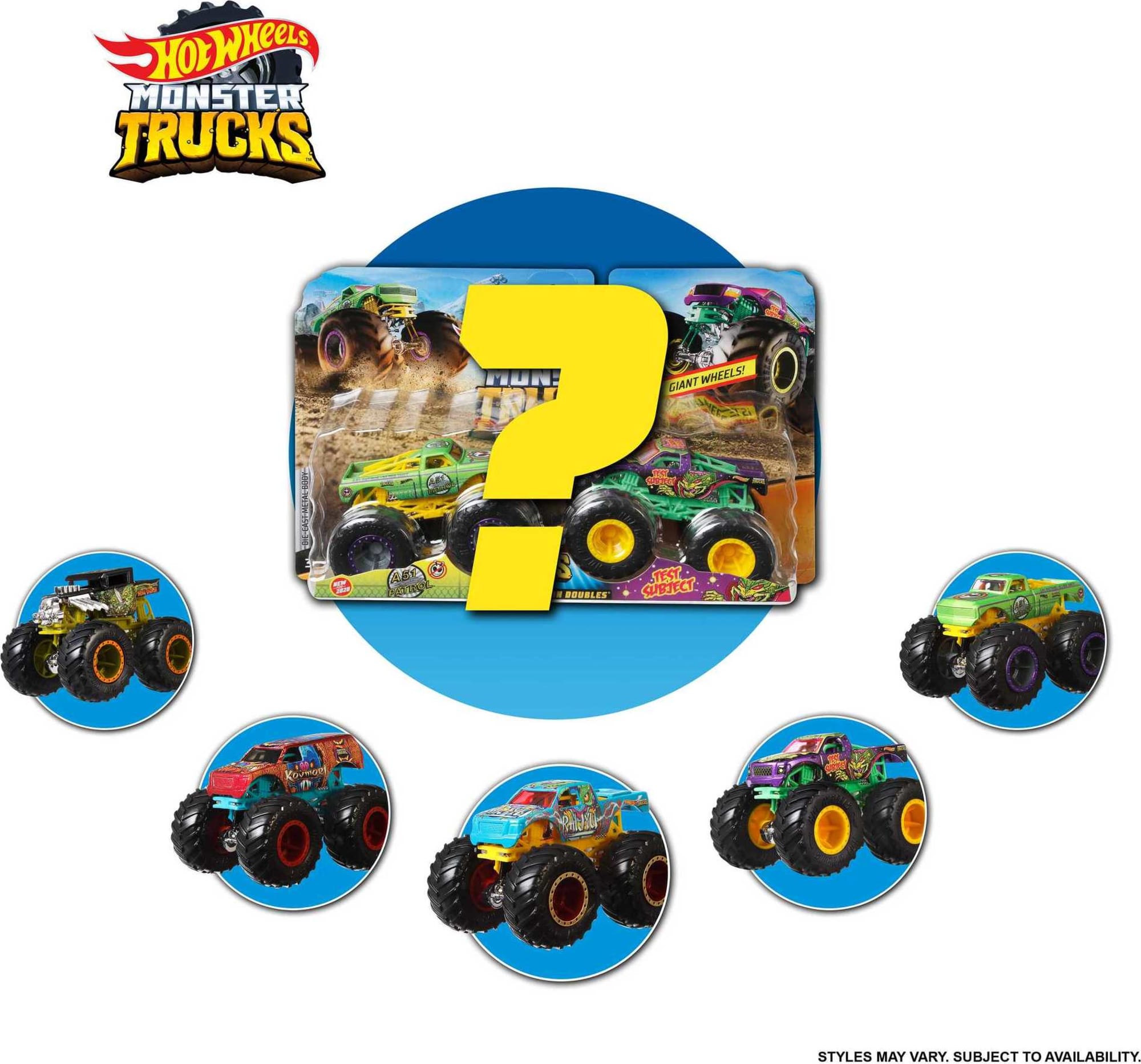 Hot Wheels Monster Trucks Demolition Doubles, 2-Pack Of 1:64 Scale Toy Trucks