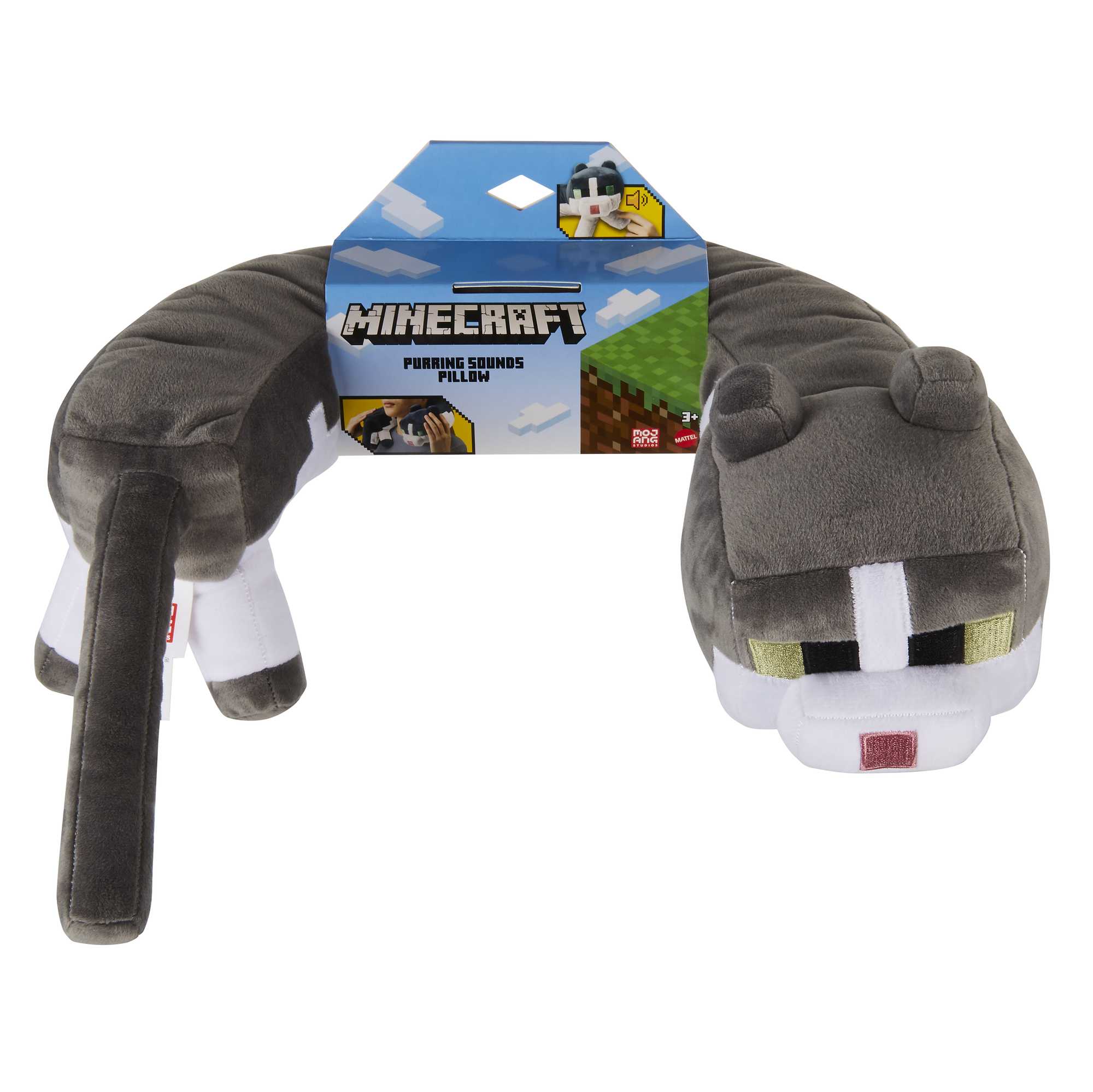 Minecraft Purring Sounds Neck Pillow, Cat Plush Toy With Sound For Travel