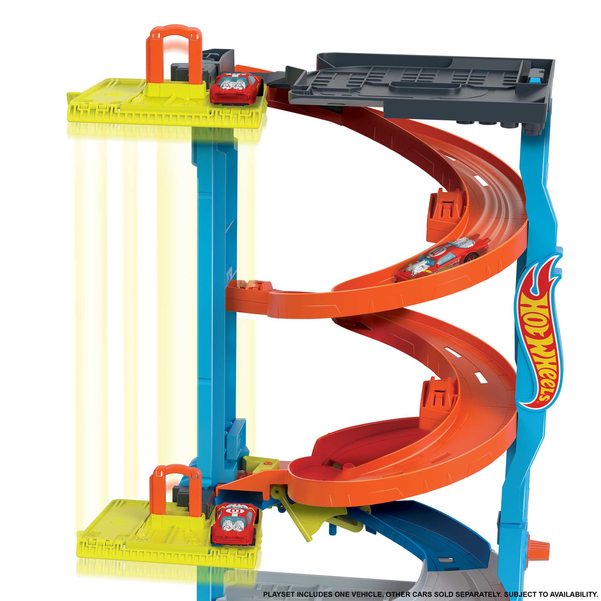 Hot Wheels City Pista de Juguete Torre de Carreras con Doble Altura