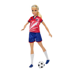 Barbie Profissões Boneca Jogadora de Futebol Camiseta Vermelha