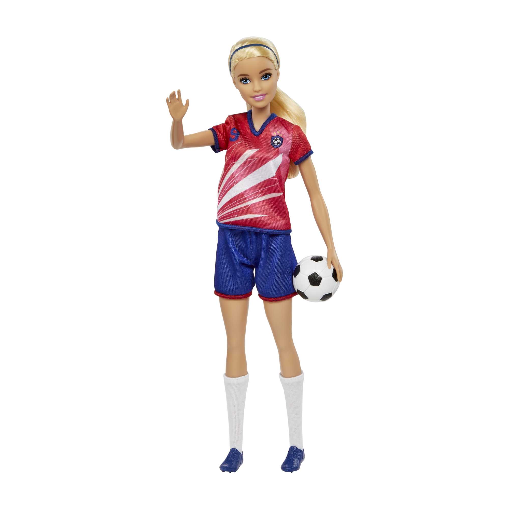 Barbie Profissões Boneca Jogadora de Futebol Camiseta Vermelha