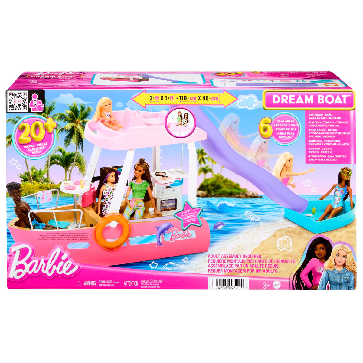 Barbie Boat With Pool And Slide, Dream Boat Playset And Accessories