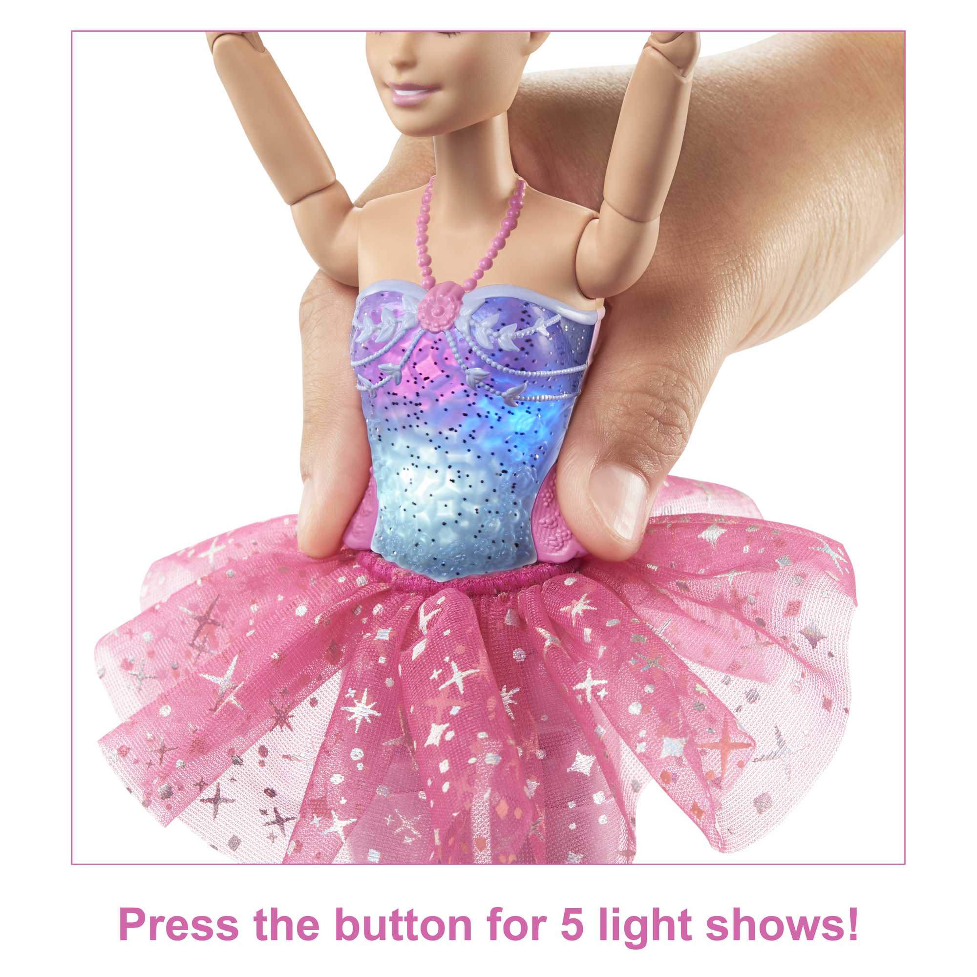 Barbie Dreamtopia Twinkle Lights Ballerina Doll, Blonde With Light-Up Feature Wearing Headband & Tutu