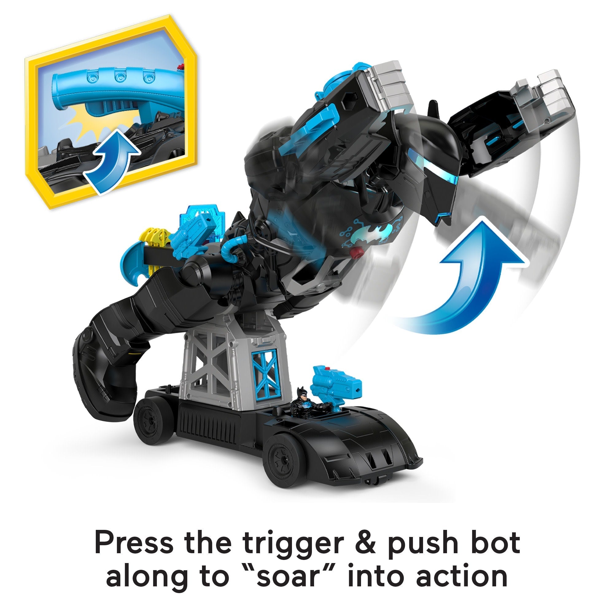Imaginext DC Super Friends Batman Toy, 2-In-1 Robot & Playset With Lights & Sounds, Bat-Tech Batbot