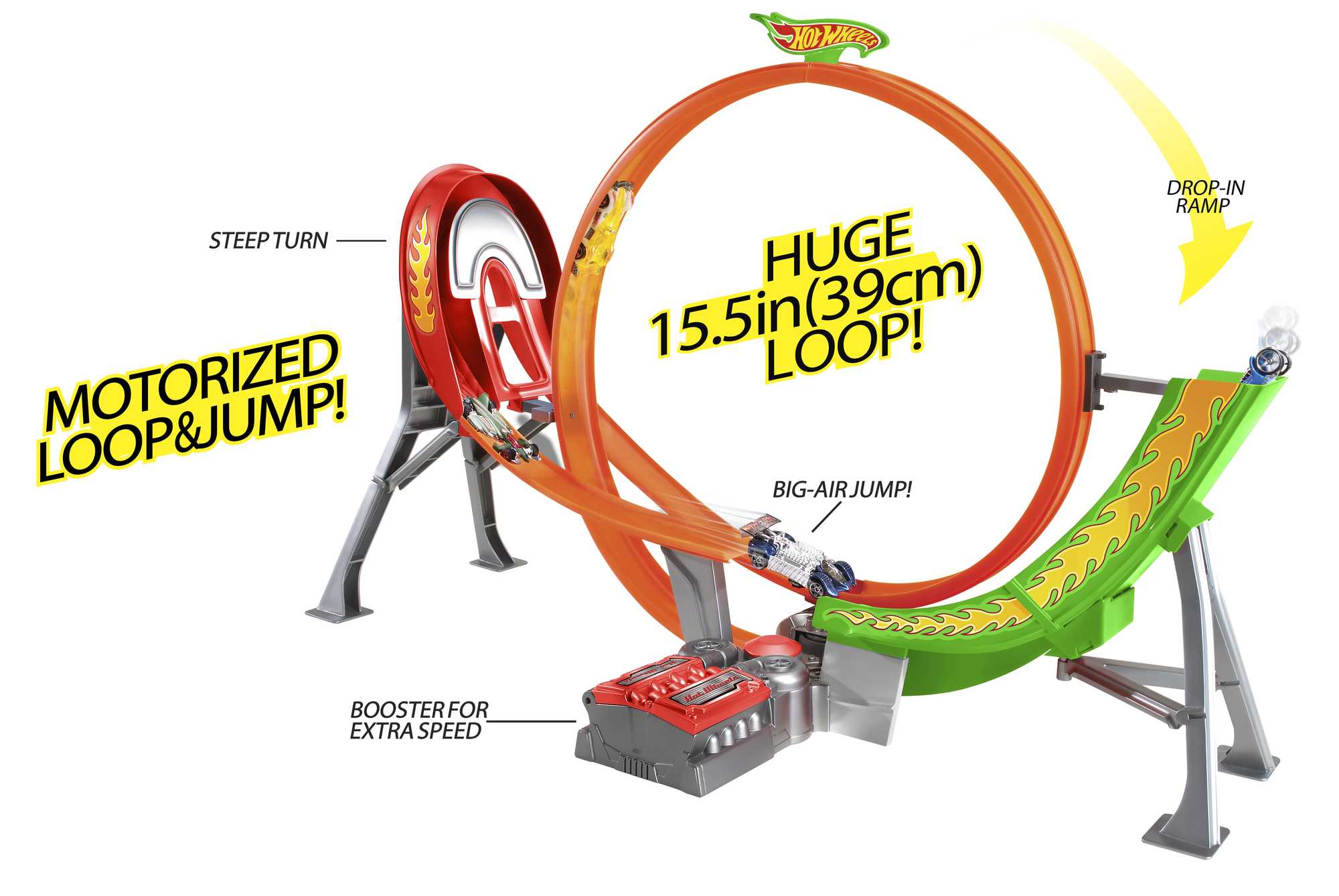 Hot Wheels Action Power Shift Motorized Raceway Track Set, Includes 5 Cars In 1:64 Scale