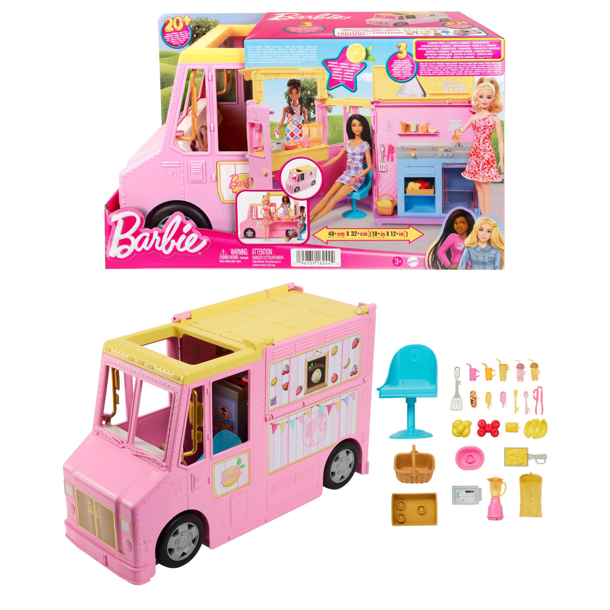 Barbie Sets, Lemonade Truck Playset With 25 Pieces