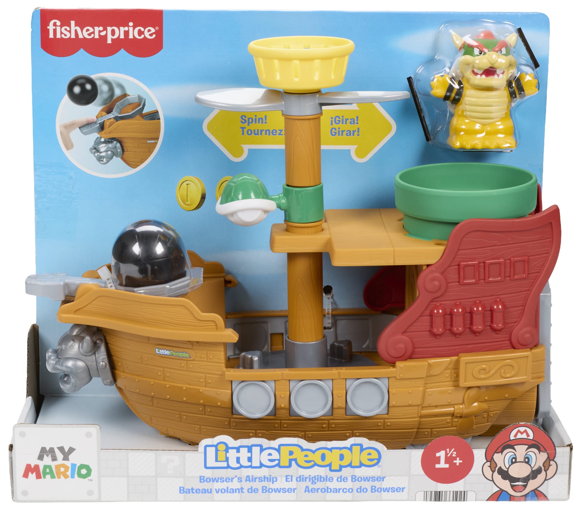 Fisher-Price-Coffret La Forteresse Volante de Bowser Little People