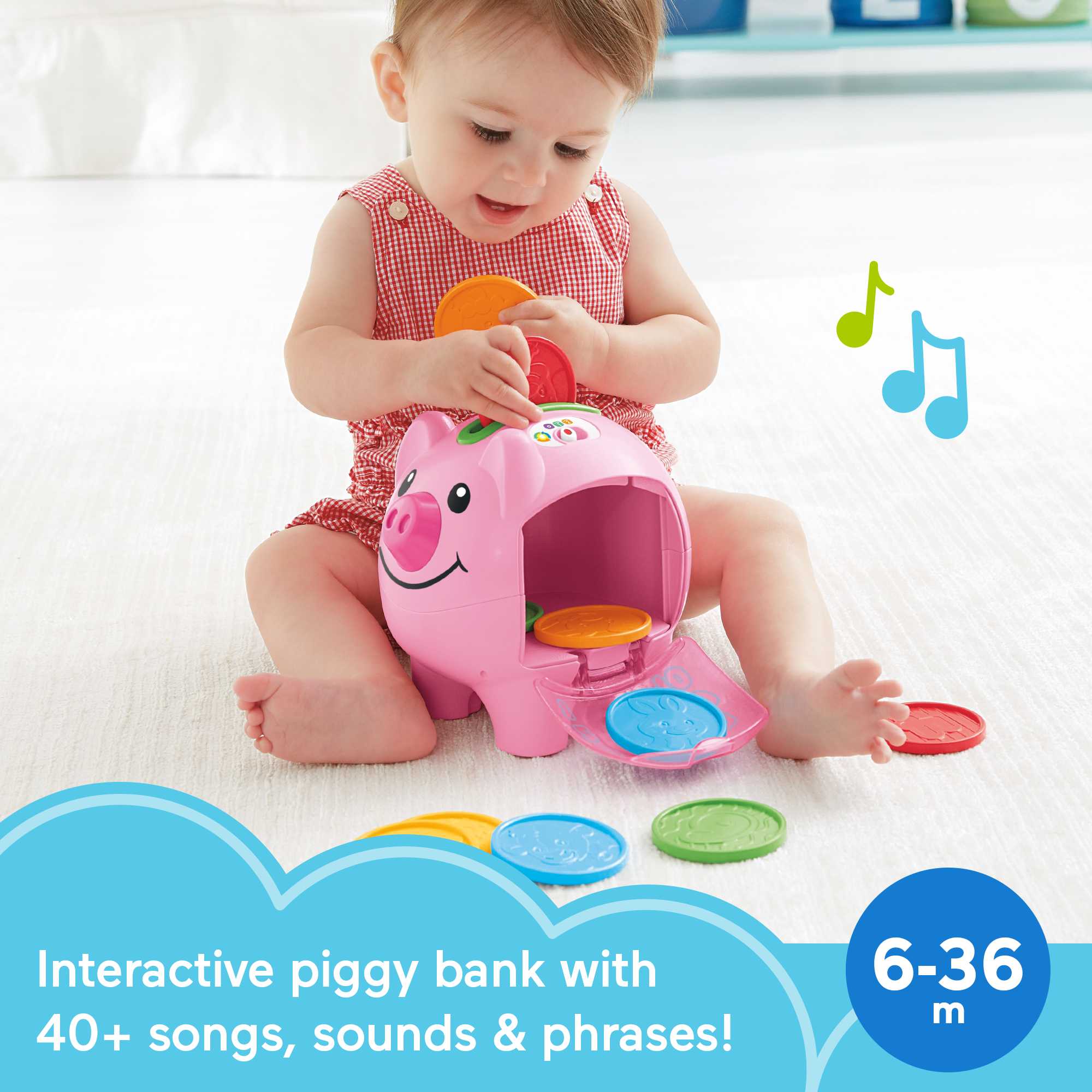 Fisher-Price Laugh & Learn Smart Stages Piggy Bank Baby & Toddler Learning Toy