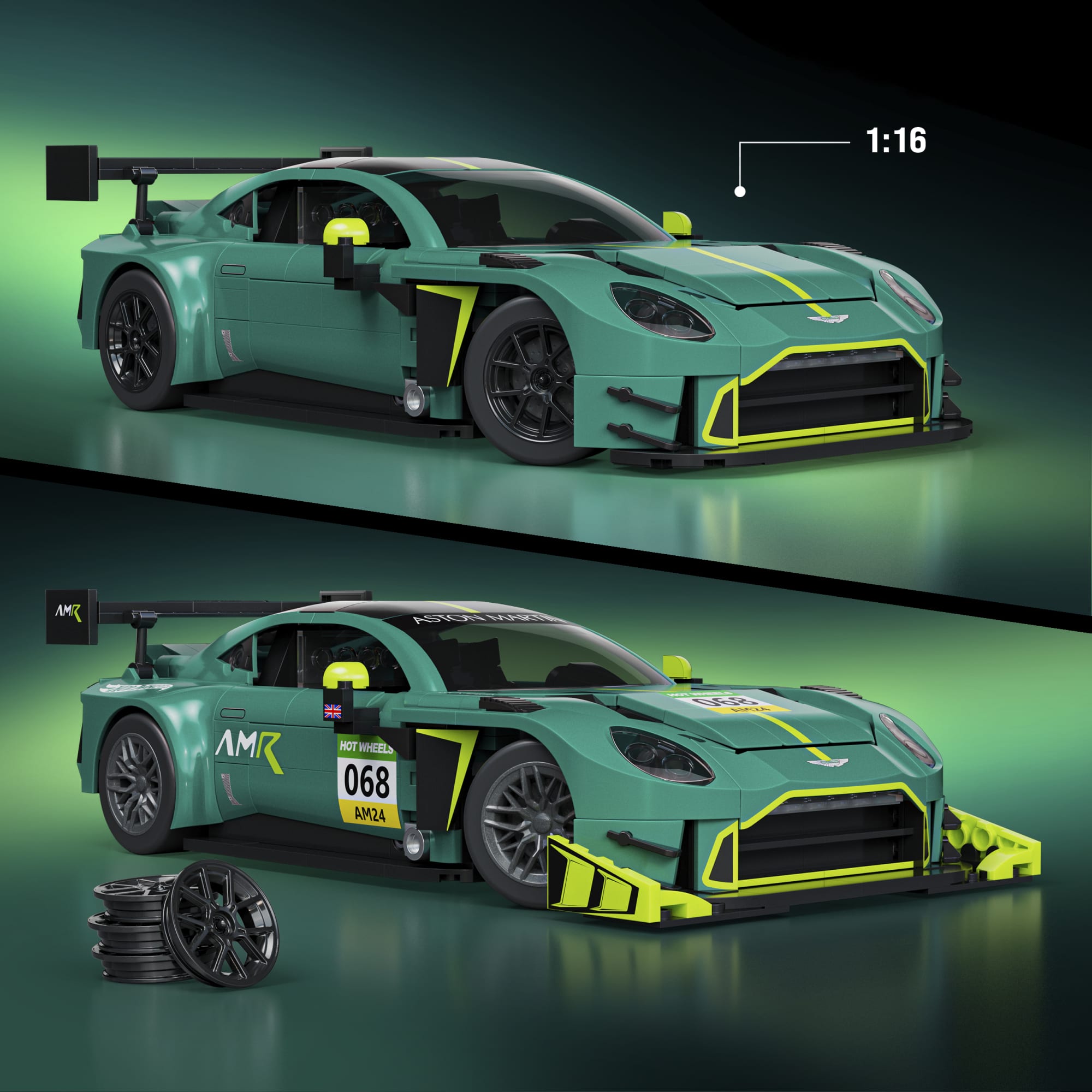 Mattel Brick Shop Hot Wheels-Coffret de Construction Aston Martin Vantage Gt3